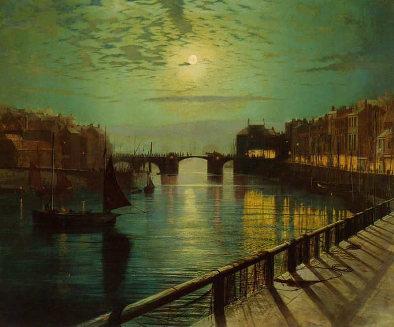 Whitby Harbour by Moonlight by John Atkinson Grimshaw.